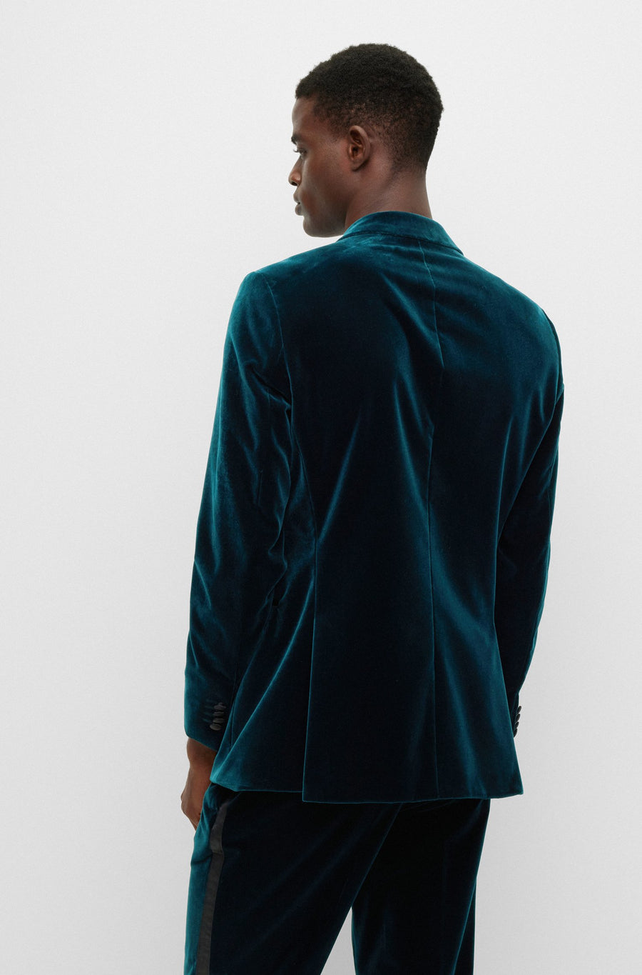 BOSS Slim Fit Cotton Velvet Tuxedo Jacket – Teal Green