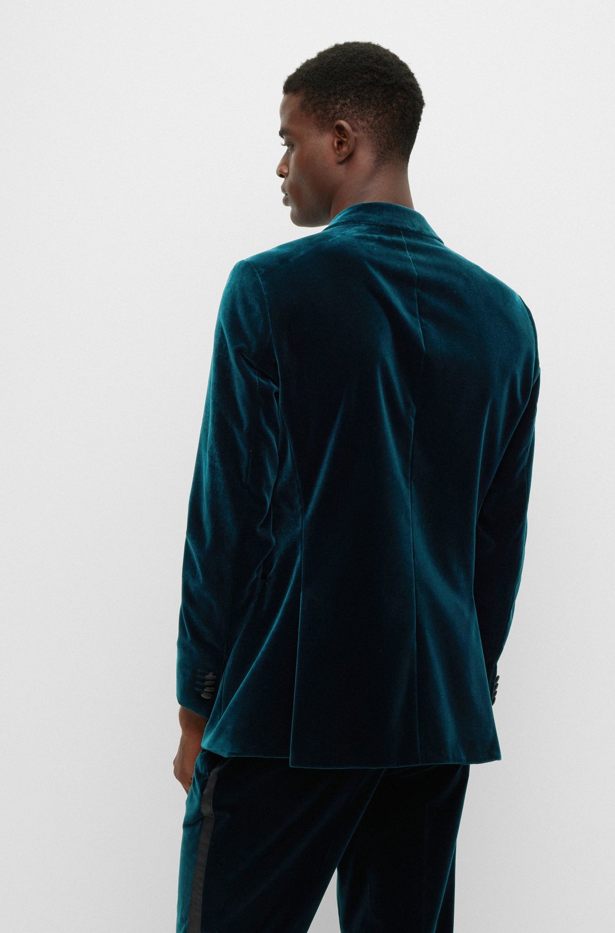 Boss Slim-fit Cotton Velvet Tuxedo Jacket - Teal Green