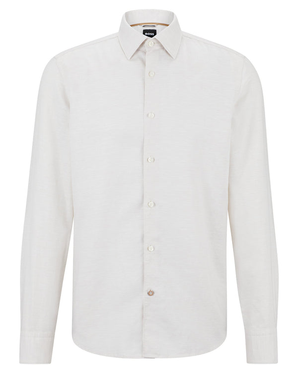 Boss Casual-Fit Shirt in a Linen and Cotton Blend - Beige